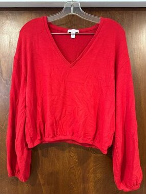 Beyond Yoga Red V-Neck Cropped Top